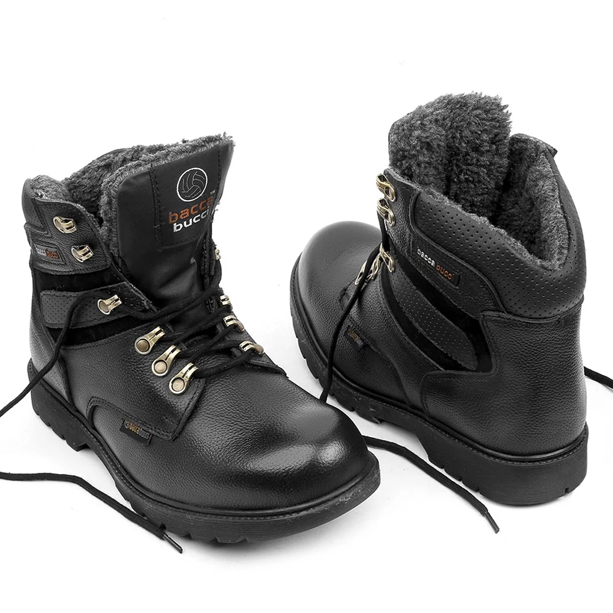 Bacca Bucci 6 Inches Steel Toe Cap Genuine Leather Boots with Fur - Image 5